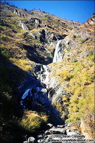 Waterfall along trail to Tukche -- Nepal
