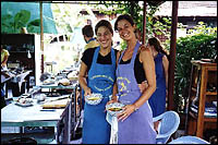 Liz and I and our concoctions at the Thai Cooking School in Chiang Mai.