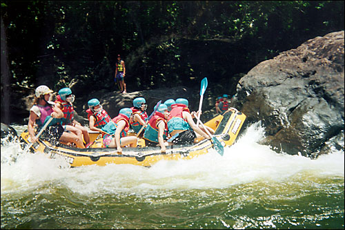 Oops! Didn't see that rock in our way! -- White Water Rafting, Tully River, Australia