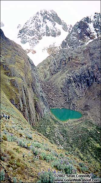 Climbing down from Caracara Pass -- Cordillera Blanca, Peru