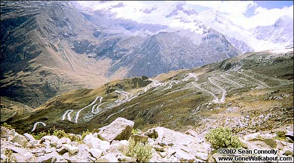 Road to trailhead at Quebrada Vaqueria from Portachuelo de Llanganuco at 15,580' -- Cordillera Blanca, Peru