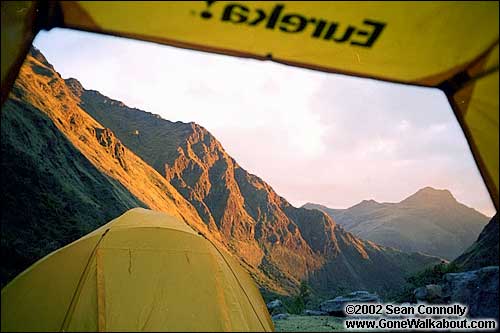 Huaripampa Valley from my tent near sunset -- Cordillera Blanca, Peru